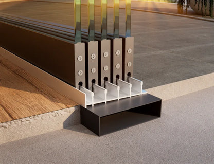 Glazen schuifwand, 5-rail systeem