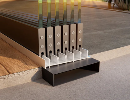 Glazen schuifwand, 6-rail systeem