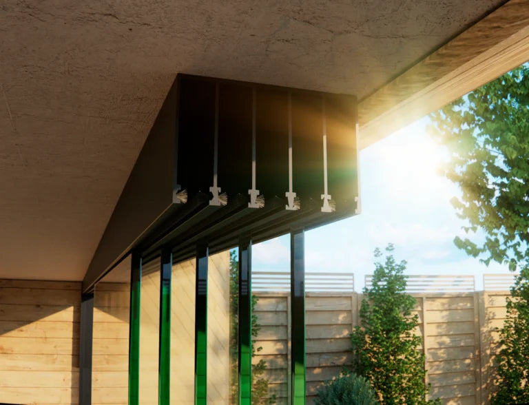 Glazen schuifwand, 5-rail systeem